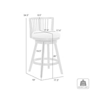 Harper 26 in. Amber Glow Counter Height Rubberwood Swivel Barstool with Ivory Fabric Seat - Furniture City (CA)l