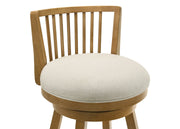 Harper 30 in. Amber Glow Bar Height Rubberwood Swivel Barstool with Ivory Fabric Seat - Furniture City (CA)l
