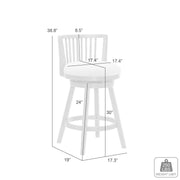 Harper 30 in. Amber Glow Bar Height Rubberwood Swivel Barstool with Ivory Fabric Seat - Furniture City (CA)l