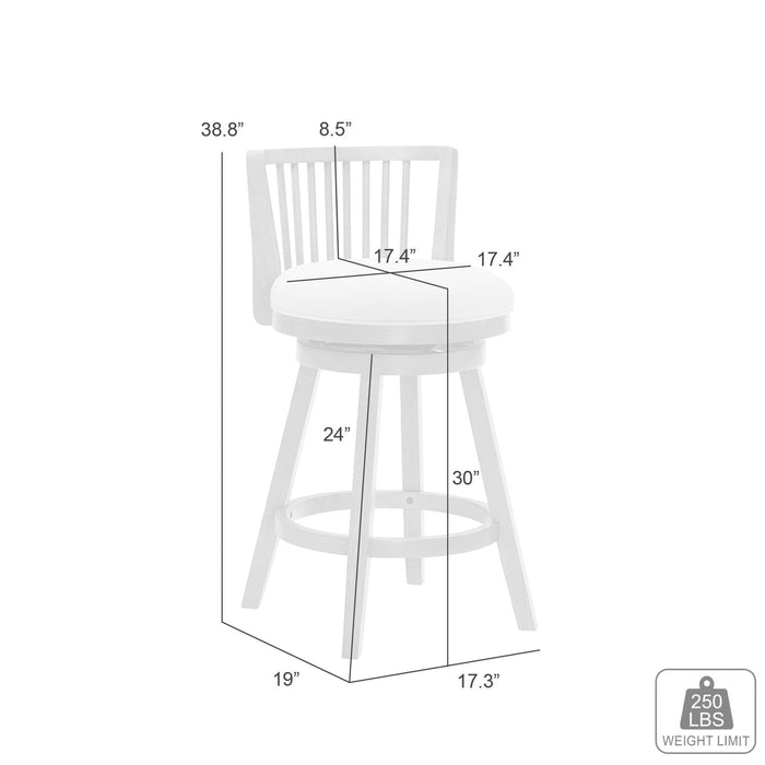 Harper 30 in. Amber Glow Bar Height Rubberwood Swivel Barstool with Ivory Fabric Seat