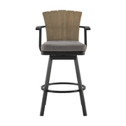 Hazel Outdoor Patio Swivel Counter Stool in Aluminum with Teak Wood and Charcoal Cushion - Furniture City (CA)l