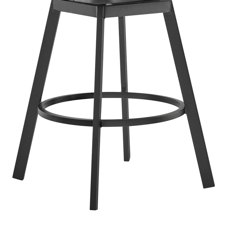 Hazel Outdoor Patio Swivel Bar Stool in Aluminum with Teak Wood and Charcoal Cushion - Furniture City (CA)l