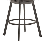Hazel Outdoor Patio Swivel Counter Stool in Aluminum with Teak Wood and Brown Cushion - Furniture City (CA)l