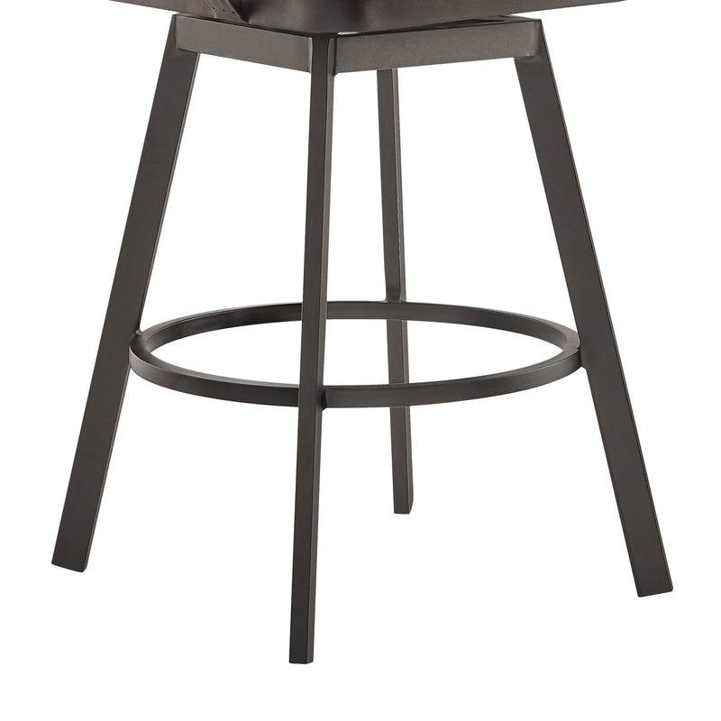 Hazel Outdoor Patio Swivel Counter Stool in Aluminum with Teak Wood and Brown Cushion - Furniture City (CA)l