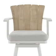 Hazel Outdoor Patio Swivel Counter Stool in Aluminum with Teak Wood and Argent Gray Cushion - Furniture City (CA)l