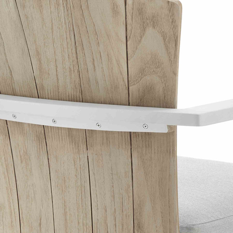 Hazel Outdoor Patio Swivel Counter Stool in Aluminum with Teak Wood and Argent Gray Cushion - Furniture City (CA)l