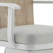Hazel Outdoor Patio Swivel Bar Stool in Aluminum with Teak Wood and Argent Gray Cushion - Furniture City (CA)l