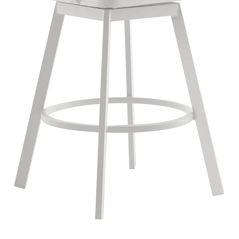 Hazel Outdoor Patio Swivel Bar Stool in Aluminum with Teak Wood and Argent Gray Cushion - Furniture City (CA)l