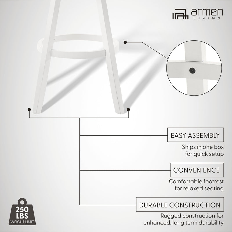 Harper 26 in. Matte White Counter Height Rubberwood Swivel Barstool with Fog Fabric Seat - Furniture City (CA)l