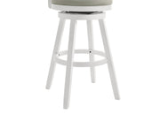 Harper 30 in. Matte White Bar Height Rubberwood Swivel Barstool with Fog Fabric Seat - Furniture City (CA)l
