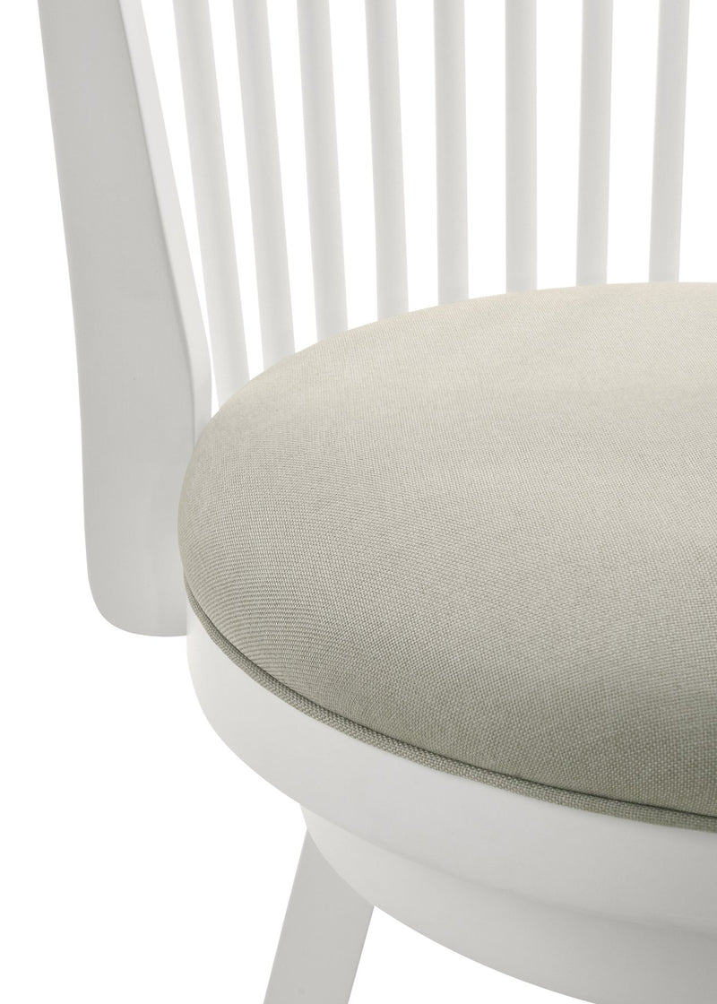 Harper 30 in. Matte White Bar Height Rubberwood Swivel Barstool with Fog Fabric Seat - Furniture City (CA)l
