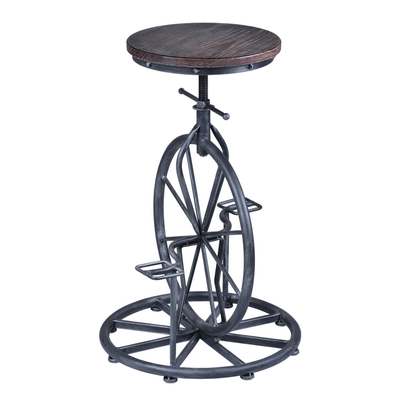 Harlem Adjustable Height Swivel Pine Wood and Metal Bicycle Bar Stool - Furniture City (CA)l