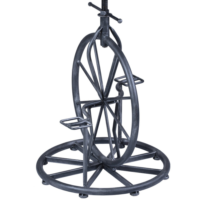 Harlem Adjustable Height Swivel Pine Wood and Metal Bicycle Bar Stool