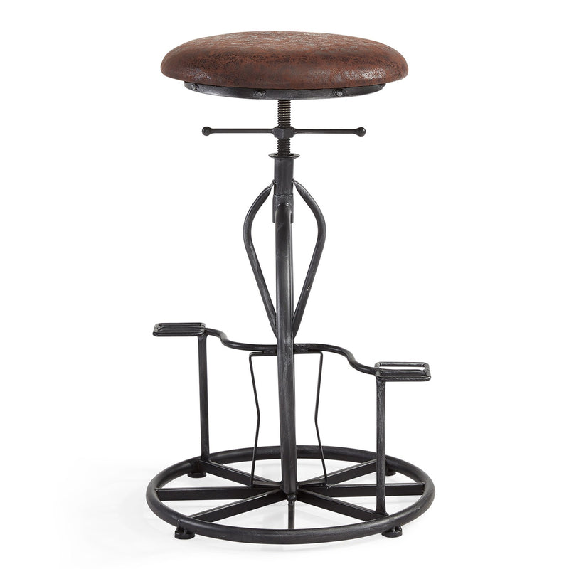 Harlem Adjustable Height Swivel Wrangler Fabric and Metal Bicycle Bar Stool - Furniture City (CA)l