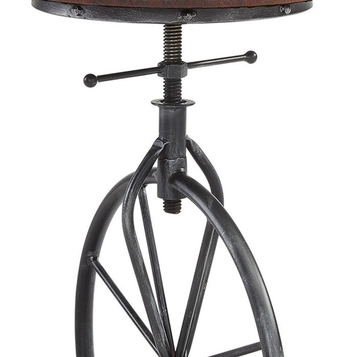 Harlem Adjustable Height Swivel Wrangler Fabric and Metal Bicycle Bar Stool