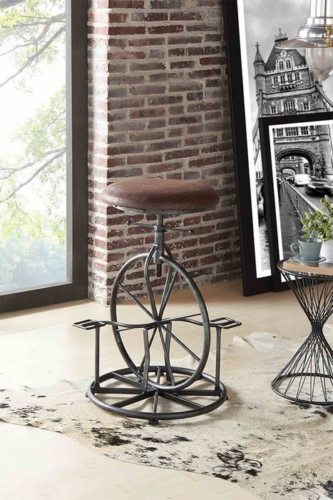 Harlem Adjustable Height Swivel Wrangler Fabric and Metal Bicycle Bar Stool