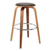 Harbor 26" Counter Height Backless Swivel Brown Faux Leather and Walnut Wood Mid-Century Modern Bar Stool - Furniture City (CA)l