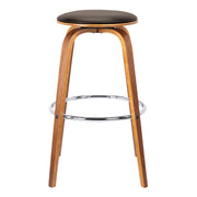 Harbor 30" Bar Height Backless Swivel Brown Faux Leather and Walnut Wood Mid-Century Modern Bar Stool - Furniture City (CA)l