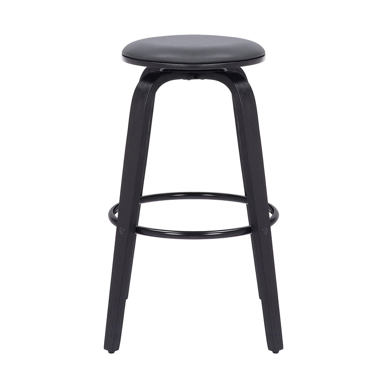 Harbor 26" Counter Height Backless Swivel Gray Faux Leather and Black Wood Mid-Century Modern Bar Stool - Furniture City (CA)l