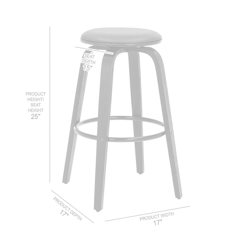 Harbor 26" Counter Height Backless Swivel Gray Faux Leather and Black Wood Mid-Century Modern Bar Stool - Furniture City (CA)l