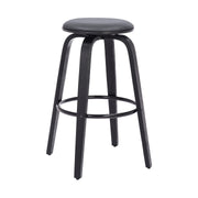 Harbor 30" Bar Height Backless Swivel Gray Faux Leather and Black Wood Mid-Century Modern Bar Stool - Furniture City (CA)l