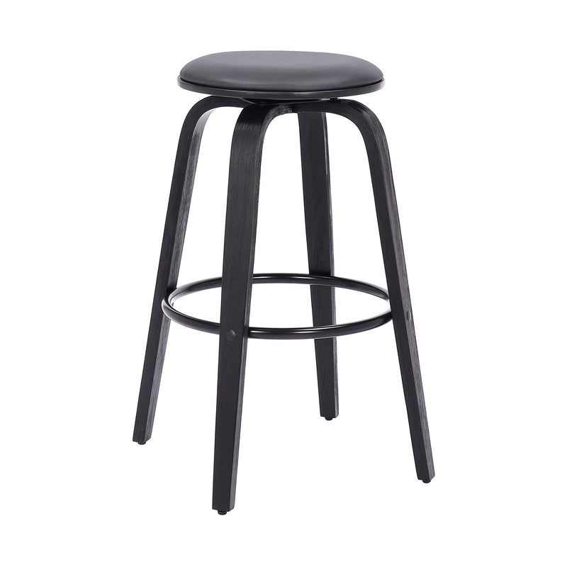 Harbor 30" Bar Height Backless Swivel Gray Faux Leather and Black Wood Mid-Century Modern Bar Stool - Furniture City (CA)l