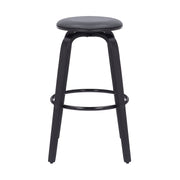 Harbor 30" Bar Height Backless Swivel Gray Faux Leather and Black Wood Mid-Century Modern Bar Stool - Furniture City (CA)l
