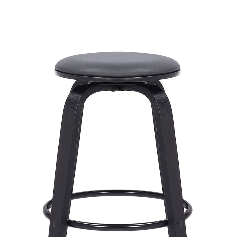 Harbor 30" Bar Height Backless Swivel Gray Faux Leather and Black Wood Mid-Century Modern Bar Stool - Furniture City (CA)l