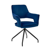 Hadley Dining Room Accent Chair in Blue Velvet with Black Finish - Furniture City (CA)l