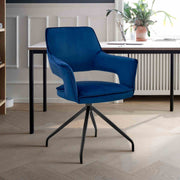 Hadley Dining Room Accent Chair in Blue Velvet with Black Finish - Furniture City (CA)l