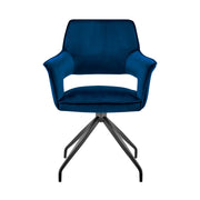 Hadley Dining Room Accent Chair in Blue Velvet with Black Finish - Furniture City (CA)l