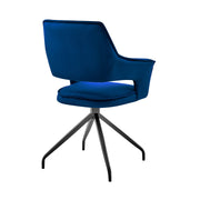 Hadley Dining Room Accent Chair in Blue Velvet with Black Finish - Furniture City (CA)l