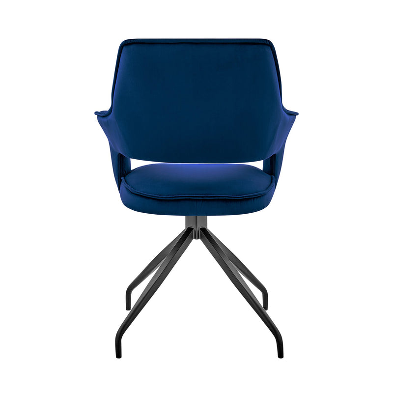 Hadley Dining Room Accent Chair in Blue Velvet with Black Finish - Furniture City (CA)l