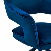Hadley Dining Room Accent Chair in Blue Velvet with Black Finish - Furniture City (CA)l