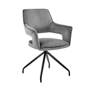 Hadley Dining Room Accent Chair in Gray Velvet with Black Finish - Furniture City (CA)l