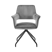 Hadley Dining Room Accent Chair in Gray Velvet with Black Finish - Furniture City (CA)l