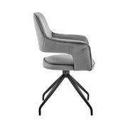 Hadley Dining Room Accent Chair in Gray Velvet with Black Finish - Furniture City (CA)l