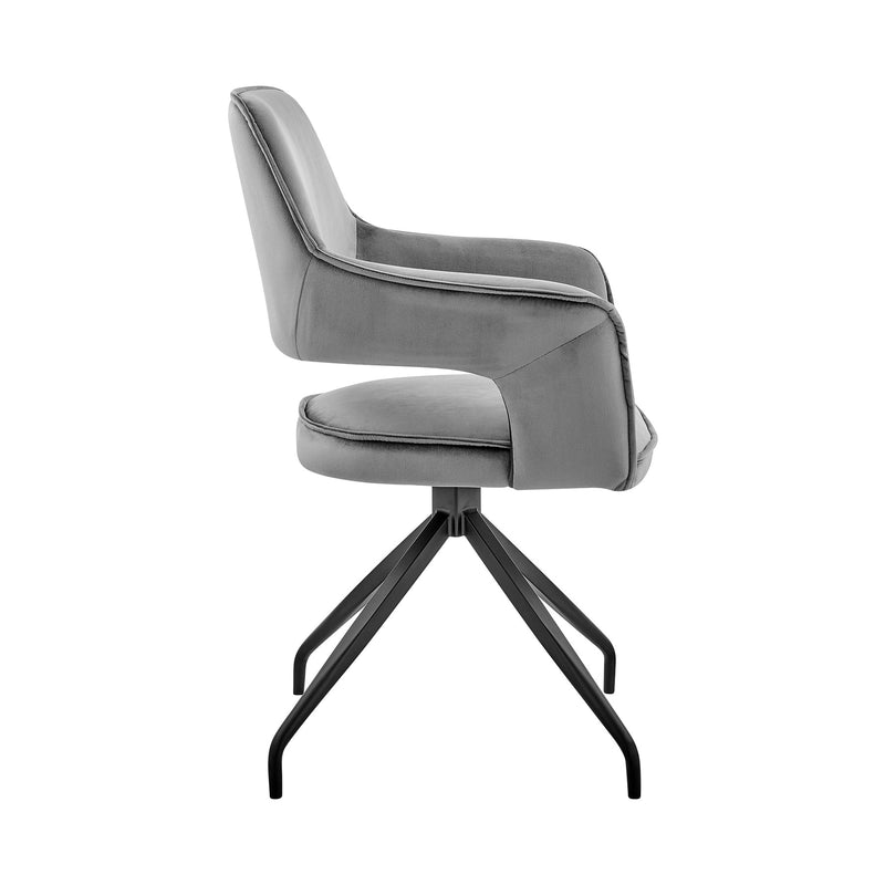 Hadley Dining Room Accent Chair in Gray Velvet with Black Finish - Furniture City (CA)l