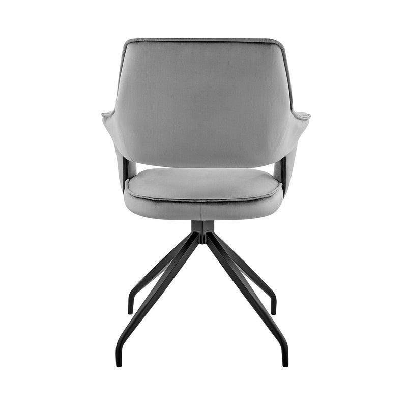 Hadley Dining Room Accent Chair in Gray Velvet with Black Finish - Furniture City (CA)l