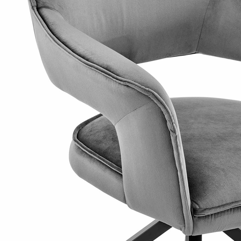 Hadley Dining Room Accent Chair in Gray Velvet with Black Finish - Furniture City (CA)l