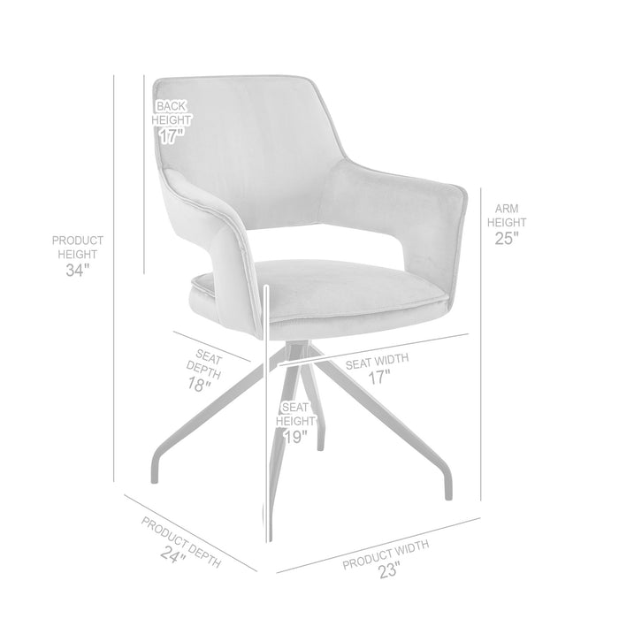 Hadley Dining Room Accent Chair in Gray Velvet with Black Finish