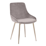 Heidi Gray Velvet Dining Accent Chair with Chrome Metal Legs - Furniture City (CA)l