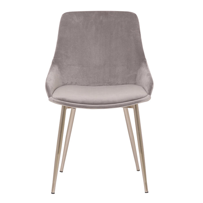 Heidi Gray Velvet Dining Accent Chair with Chrome Metal Legs