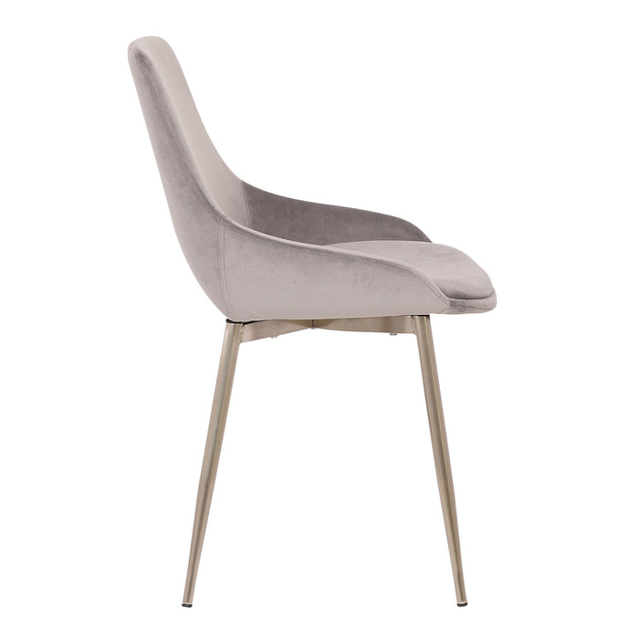 Heidi Gray Velvet Dining Accent Chair with Chrome Metal Legs