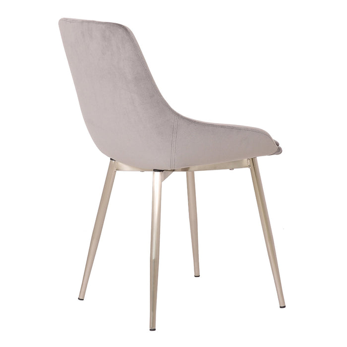 Heidi Gray Velvet Dining Accent Chair with Chrome Metal Legs