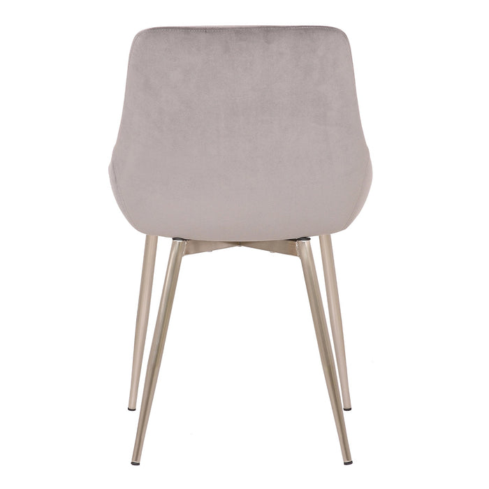 Heidi Gray Velvet Dining Accent Chair with Chrome Metal Legs
