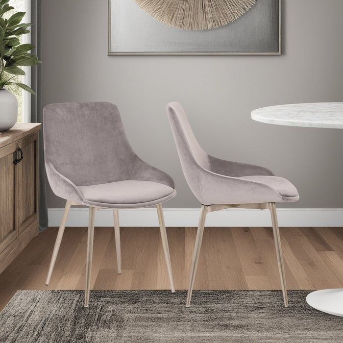 Heidi Gray Velvet Dining Accent Chair with Chrome Metal Legs