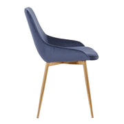 Heidi Blue Velvet Dining Accent Chair with Gold Metal Legs - Furniture City (CA)l