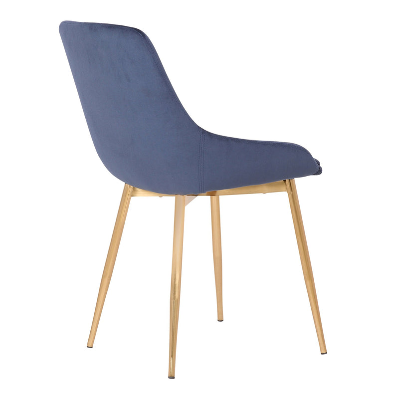 Heidi Blue Velvet Dining Accent Chair with Gold Metal Legs - Furniture City (CA)l