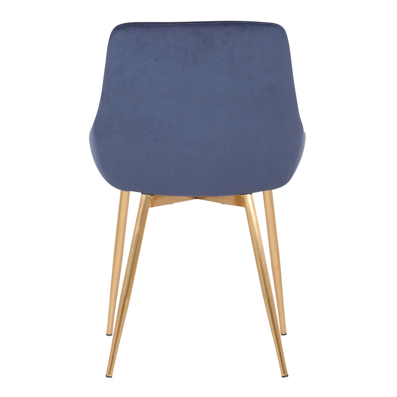 Heidi Blue Velvet Dining Accent Chair with Gold Metal Legs - Furniture City (CA)l